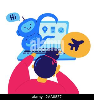 Chat bot that helps you plan your trip Stock Vector