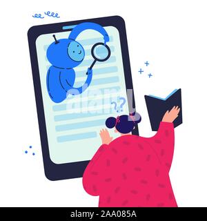 Phone with chat bot who is looking for information Stock Vector