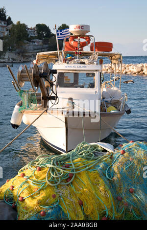 Fishing boat in Kassiopi Harbour, Corfu, Greece Stock Photo