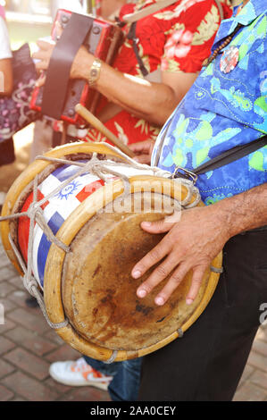 Street musicians in the Dominican Republic. Santo Domingo Stock Photo