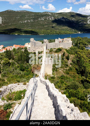 View on the old city wall of Dubrovnik in Croatia Stock Photo