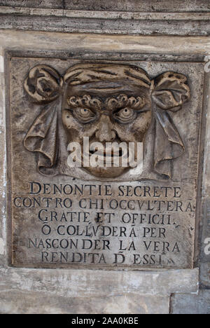 Venice, Italy: Secret denunciation letter box inside the Doge's palace Stock Photo