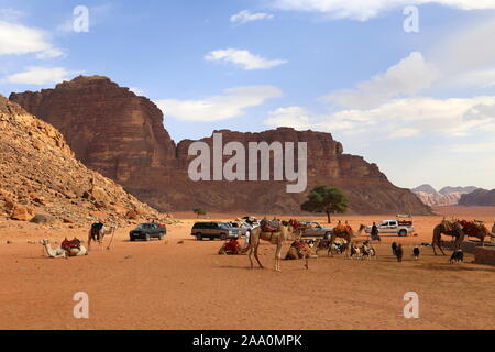Ain Abu Aineh (sometimes wrongly presented as Lawrence Spring), Wadi Rum Protected Area, Aqaba Governorate, Jordan, Middle East Stock Photo