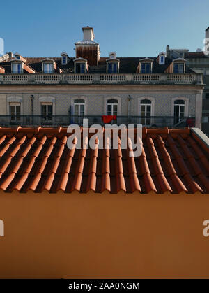 View from York House Hotel in the Lapa district of Lisbon, Portugal looking over red tiled rooftop Stock Photo