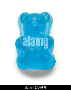 One Single Blue Gummy BEar Isolated on White Background. Stock Photo