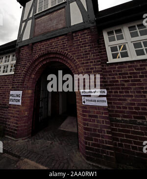 UK Polling station, open ready for voting, General Election, Winnington Rec, Park Road, Northwich,Cheshire, CW8 4EB Stock Photo