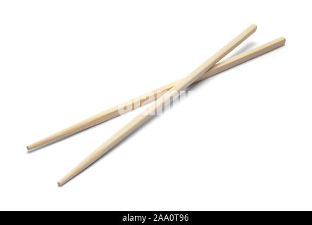 Pair of Bamboo Chopsticks Isolated on White Background. Stock Photo