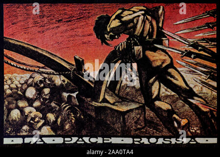 A 1917 Italian, anti communist poster from World War One. Stock Photo