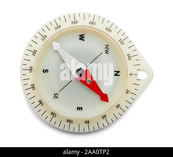 White Comapss Top View Isolated on a White Background. Stock Photo