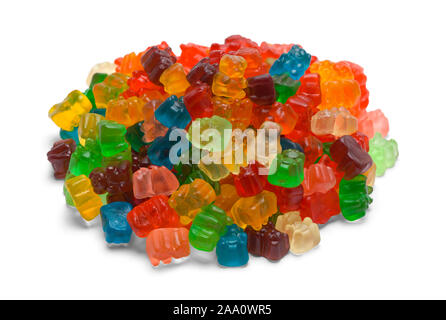 Pile of Colorful Gummy Bears Isolated on White Background. Stock Photo