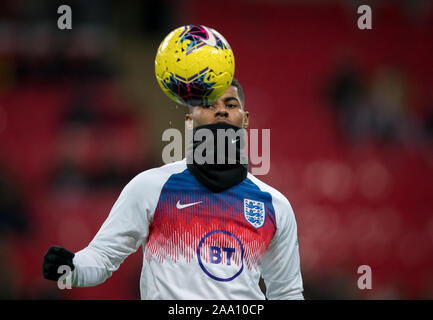London, UK. 14th Nov, 2019. Marcus Rashford (Manchester United) of England pre match during the UEFA Euro 2020 qualifier International match between England and Montenegro at Wembley Stadium, London, England on 14 November 2019. Photo by Andy Rowland. Credit: PRiME Media Images/Alamy Live News Stock Photo