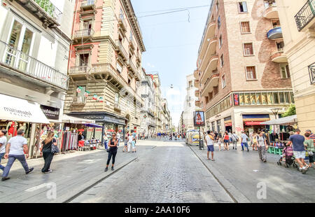 NAPLES, ITALY- JULY 16: People walking street in Naples on July 16, 2019. Stock Photo