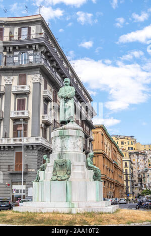 NAPLES, ITALY - JULY 16, 2019: Statue of Umberto I in Naples, Italy. Umberto I or Humbert I, was the King of Italy from 9 January 1878 until his death Stock Photo