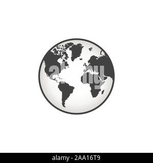 Globe icon, earth planet world, sign map isolated. Vector illustration template. Graphic element. Stock Vector