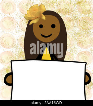 Blank banner Simple Girl African-American Roses Banner dotted background Collage by jziprian Stock Photo