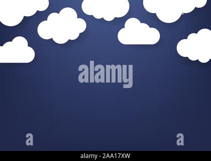 Clouds blue sky papercut in cartoon vector isolated illustartion style. Stock Vector
