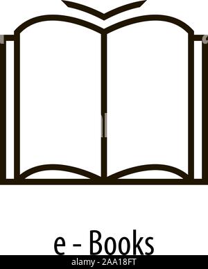 Book icon. Icon black colored in linear style. E-book icon. Vector illustration Stock Vector