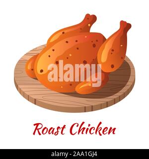 Roast chicken is delicious food in colored gradient design icon,vector illustration Stock Vector
