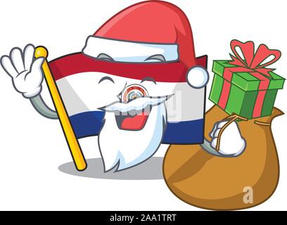 Flag paraguay cartoon with in santa bring gift character Stock Vector