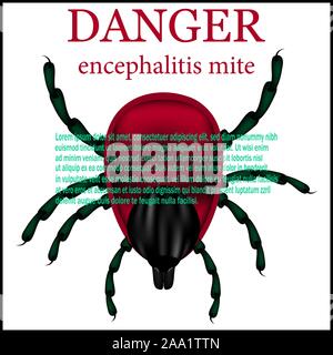 Sign the danger of tick encephalitis. vector illustration on a white background. Stock Vector