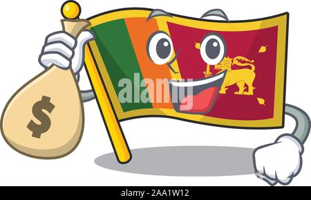 Mascot flag sri lanka with in holding money bag character Stock Vector