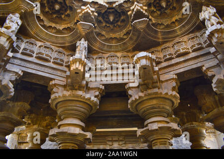 Beautifully carved roof stones of Swarg Mandap at Kopeshwar Temple, Khidrapur, Maharashtra, India Stock Photo