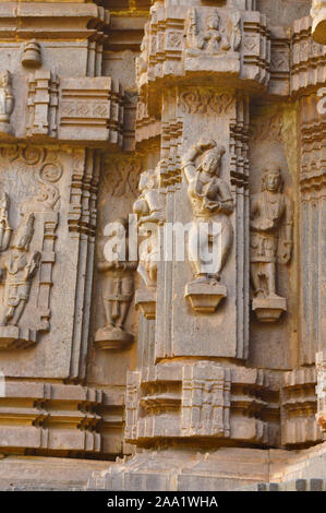 Female sculpture on the exterior wall of Kopeshwar Temple, Khidrapur, Maharashtra, India Stock Photo