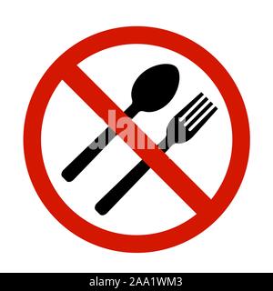 No eating icon in flat style. No food symbol. Stock Vector