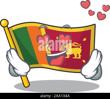 Cartoon flag sri lanka isolated in character in love Stock Vector