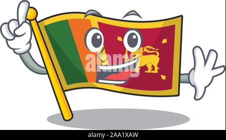 Finger character on the cartoon flag sri lanka Stock Vector