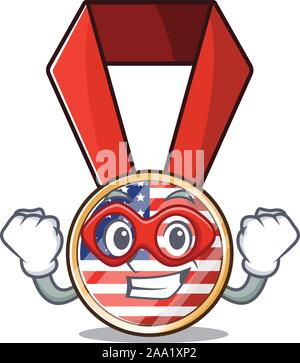 Mascot usa medal in the character super hero Stock Vector