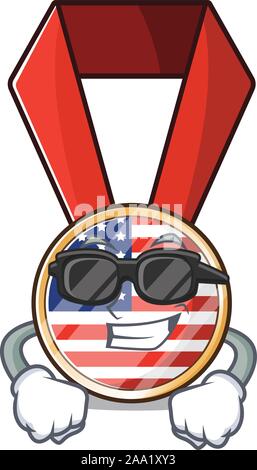 Mascot usa medal in the character super cool Stock Vector