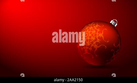 Christmas balls. Christmas background. Merry Christmas banner. Red Christmas ornament balls on red background. Vector illustration, eps10. Stock Vector