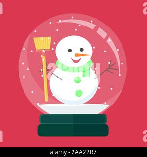 snow globe with christmas decoration inside. vector illustration. Stock Vector