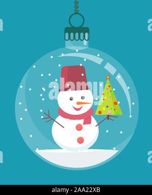 snow globe with christmas decoration inside. vector illustration. Stock Vector