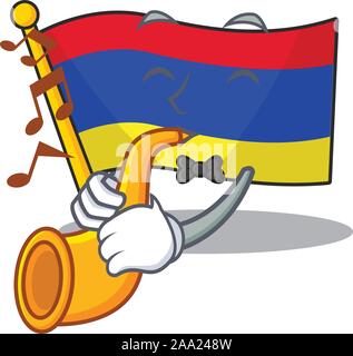 Mascot flag armenia with in with trumpet character Stock Vector