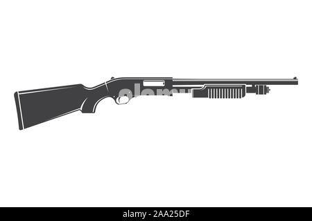 Rifle silhouette isolated on white background. Vector illustration. Hunting shotgun. Stock Vector