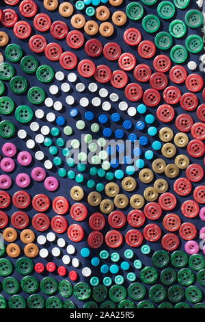 Background many buttons on the fabric vertically Stock Photo