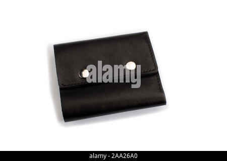 Black leather wallet on a white background Stock Photo