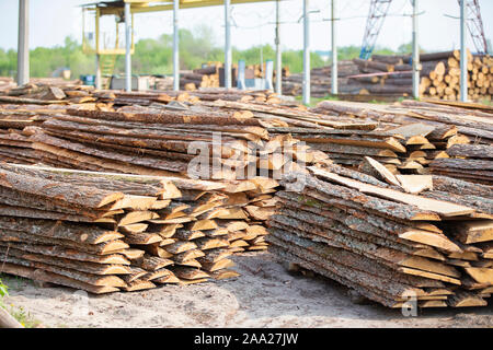 Woodworking plant. Wood processing industry Stock Photo