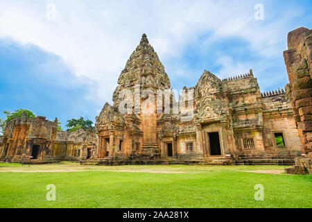 The Khmer temple Prasat Hin Phanom Rung (Phanom Rung Stone Castle) in Chaloem Phrakiat District, Buriram Province, Thailand. Stock Photo