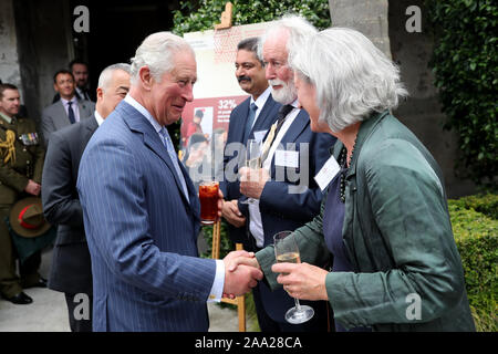 The Prince of Wales shakes hands with Joanne Wilkinson, as he attends a Prince's Trust reception at Mantells, Mt Eden, Auckland, on the third day of the royal visit to New Zealand. PA Photo. Picture date: Tuesday November 19, 2019. See PA story ROYAL Charles. Photo credit should read: Chris Jackson/PA Wire Stock Photo