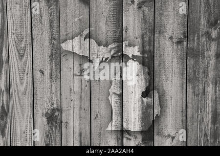 Map of Michigan on weathered wood Stock Photo - Alamy