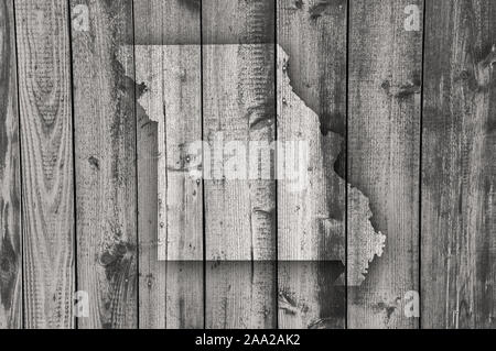 Map of Missouri on weathered wood Stock Photo