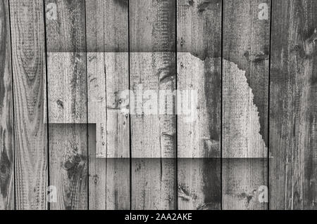 Map of Nebraska on weathered wood Stock Photo - Alamy