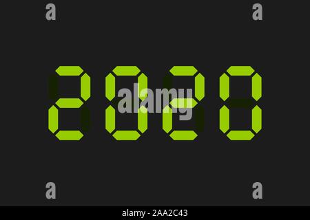 2020 green digital text. Vector illustration. New Year. Stock Vector