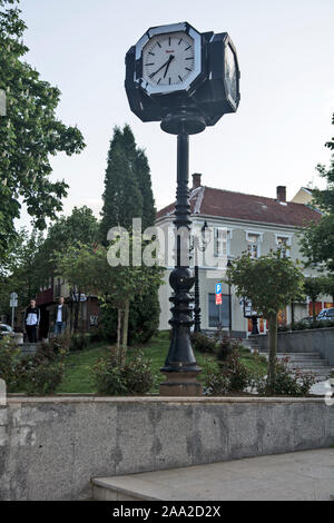 Raska, Serbia, May 03, 2019. Nice big public clock in a small park in the city center. Stock Photo