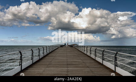 Saltburn Pier, located in Saltburn-by-the-Sea, built in 1869, the only remaining pleasure pier on the Yorkshire and North East coast of England Stock Photo