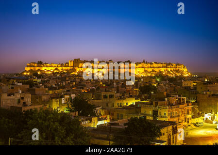night view of jaisalmer for in rajasthan, india Stock Photo