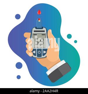 diabetes concept with blood glucose meter Stock Vector
